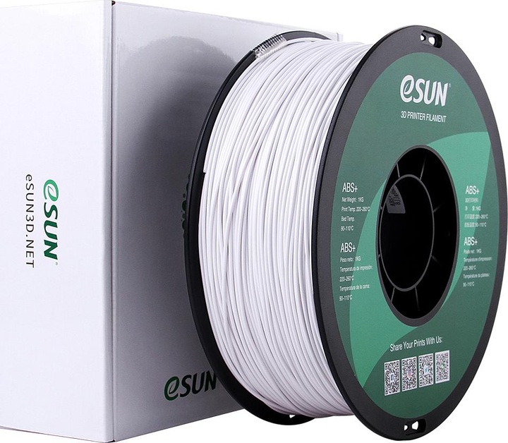 Produktbild eSUN ABS+ 1,75mm Cold White 1kg 3D Filament (ABS, 1.75 mm, 1000 g, Weiss)