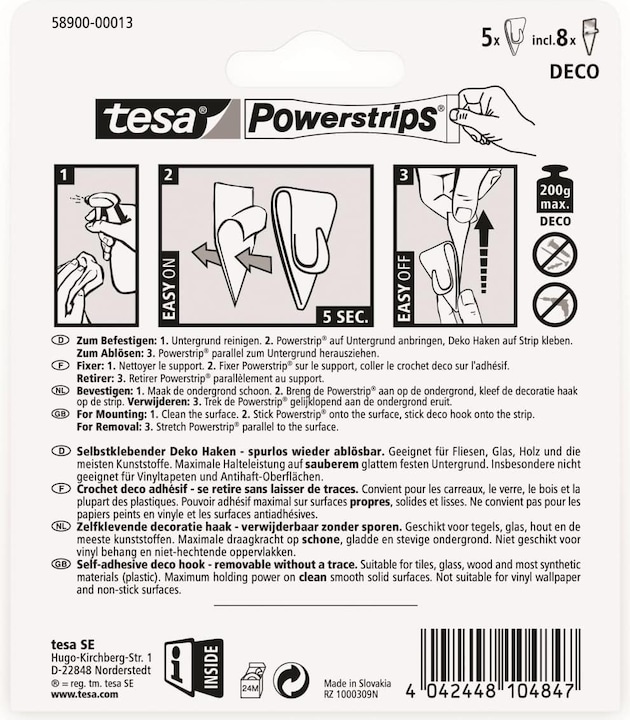 Nährwerte und Zutaten tesa Powerstrips Transparent Deko Haken SMALL
