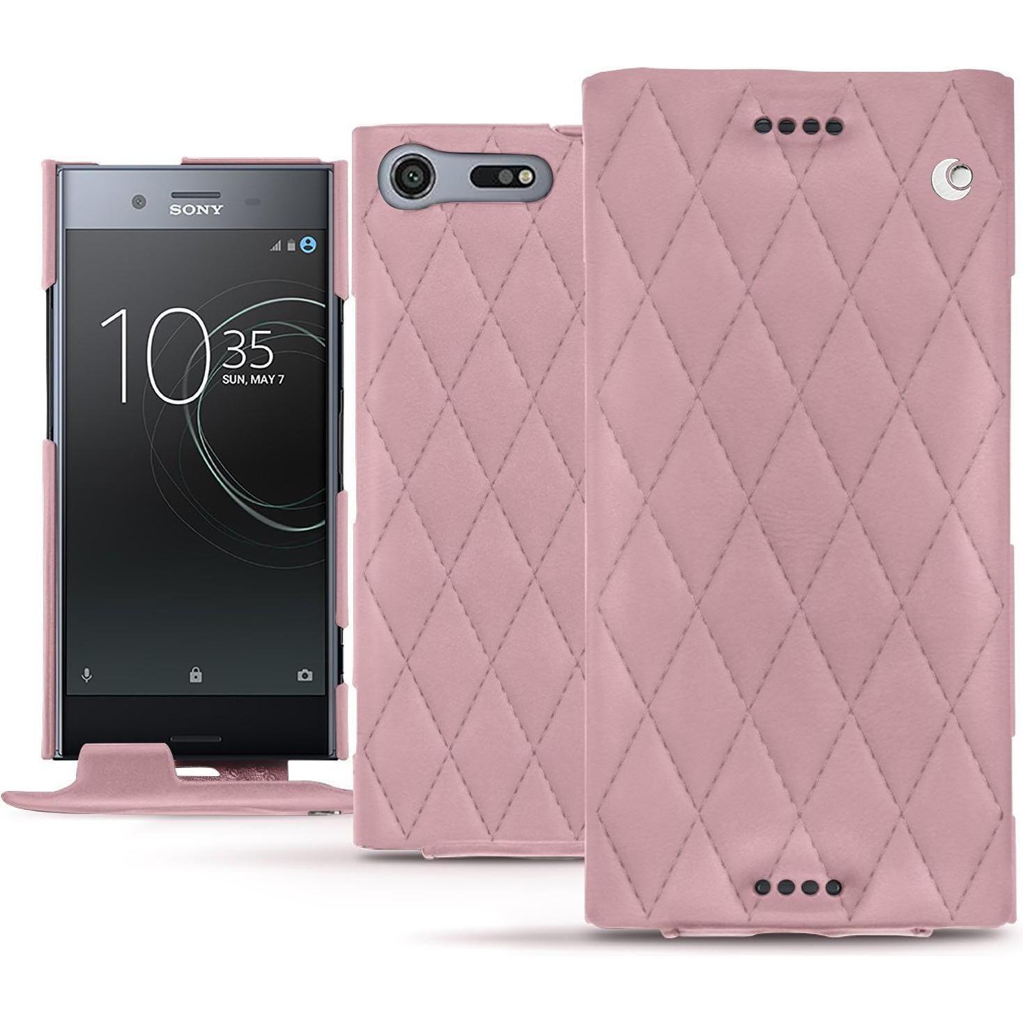 Noreve Lederschutzhülle vertikal (Sony Xperia XZ Premium), Smartphone Hülle, Rosa