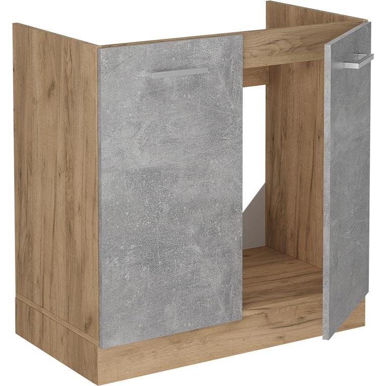 Vicco, Regal, Spülenunterschrank R-Line, Beton/Goldkraft Eiche, 80 cm ohne Arbeitsplatte