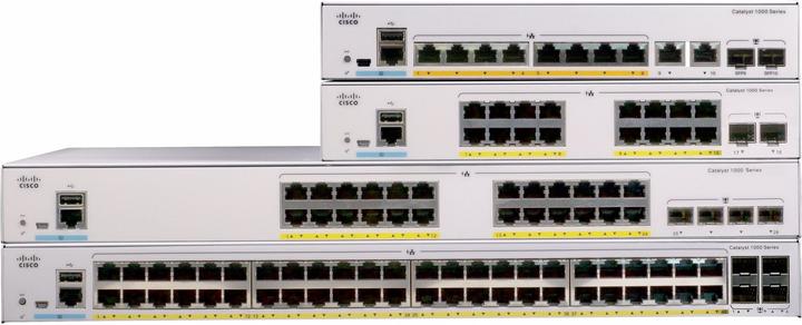 Actual product image Cisco 24 Port Rail PoE+ Switch C1000-24P-4G-L (24 Ports)