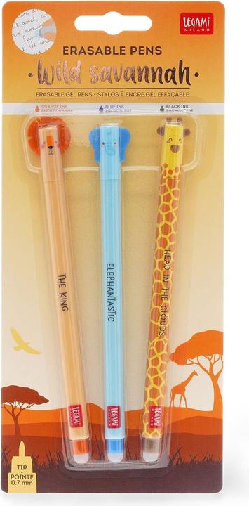 Image du produit Legami Stylo à bille à encre gel (Noir, Bleu, Orange, 3 x)