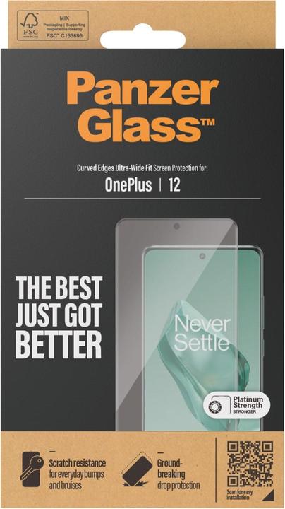 Productafbeelding PanzerGlass Screen Protector OnePlus 12 | Ultra-Wide Fit (1 Stuk, OnePlus 12)