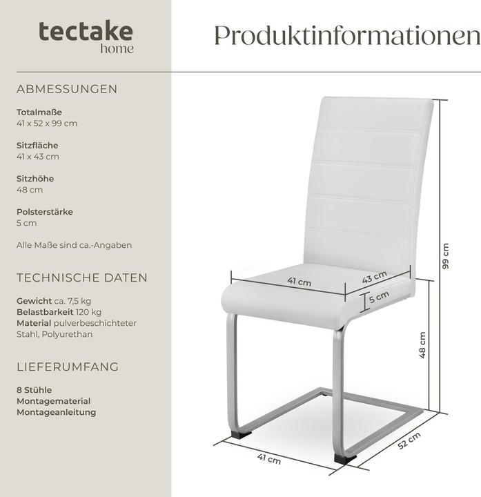 Immagine prodotto tectake 8 Esszimmerstühle Schwingstühle
