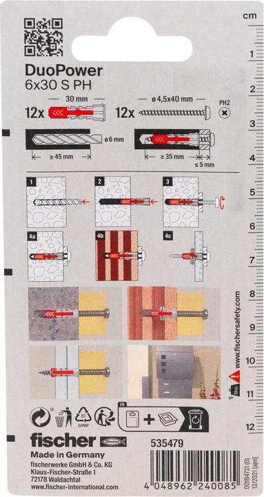 Actual product image Fischer SB Nylon plug Duopower with screw (12 pcs.)
