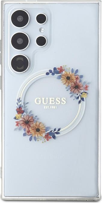 Actual product image Guess GUHMS24LHFWFCT S24 Ultra S928 przeźroczysty/transparent hardcase IML Flowers Wreath MagSafe (Samsung Galaxy S24 Ultra)