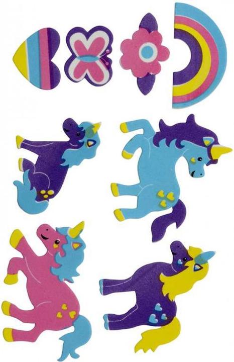 Glorex Stickers en mousse 28pcs licorne, autocollant