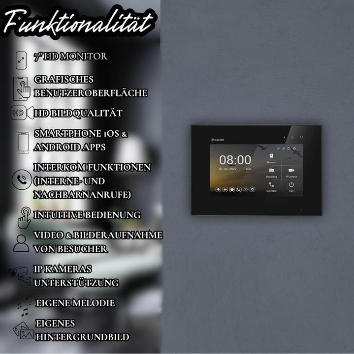 Produktbild Balter EVO-HD Video-Türsprechanlage mit Touchscreen & Weitwinkelkamera