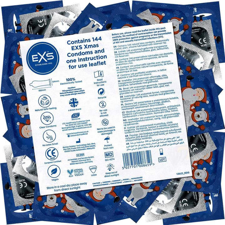 Pipedream EXS "Xmas" storage bag 144 winter condoms with a funny Father Christmas motif (144 pcs.)
