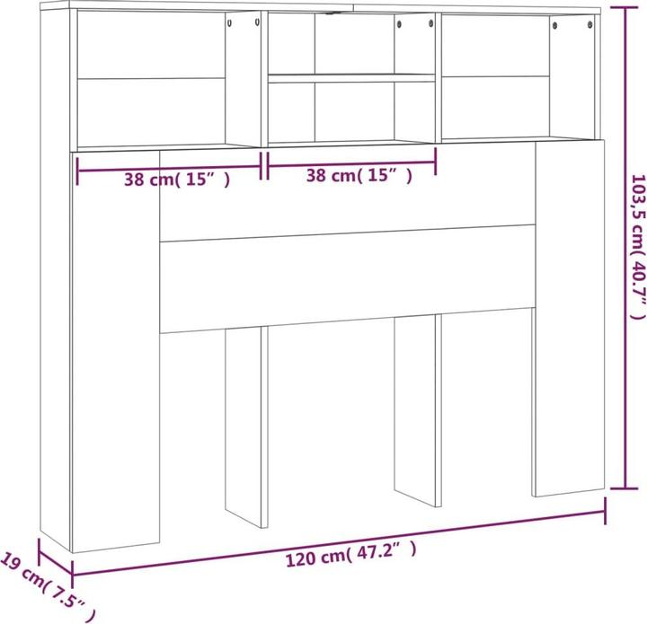 Image du produit vidaXL Kopfteil-Schrank (200 x 19 x 103.50 cm)