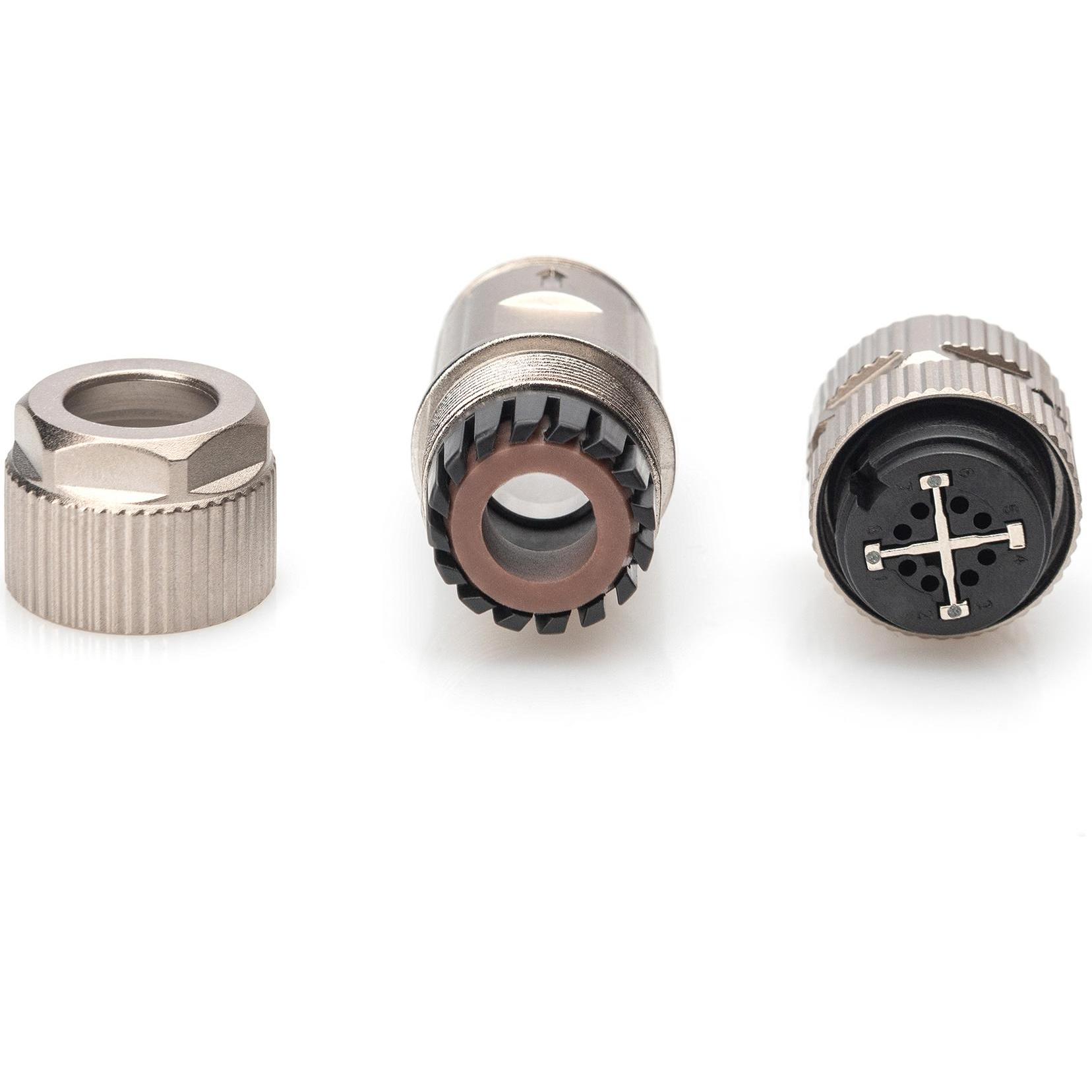 Thumbnail - Digitus M12-Buchse X-kodiert IP67, Cat. 6A, feldkonfektionierbar, Elektronikkabel + Stecker