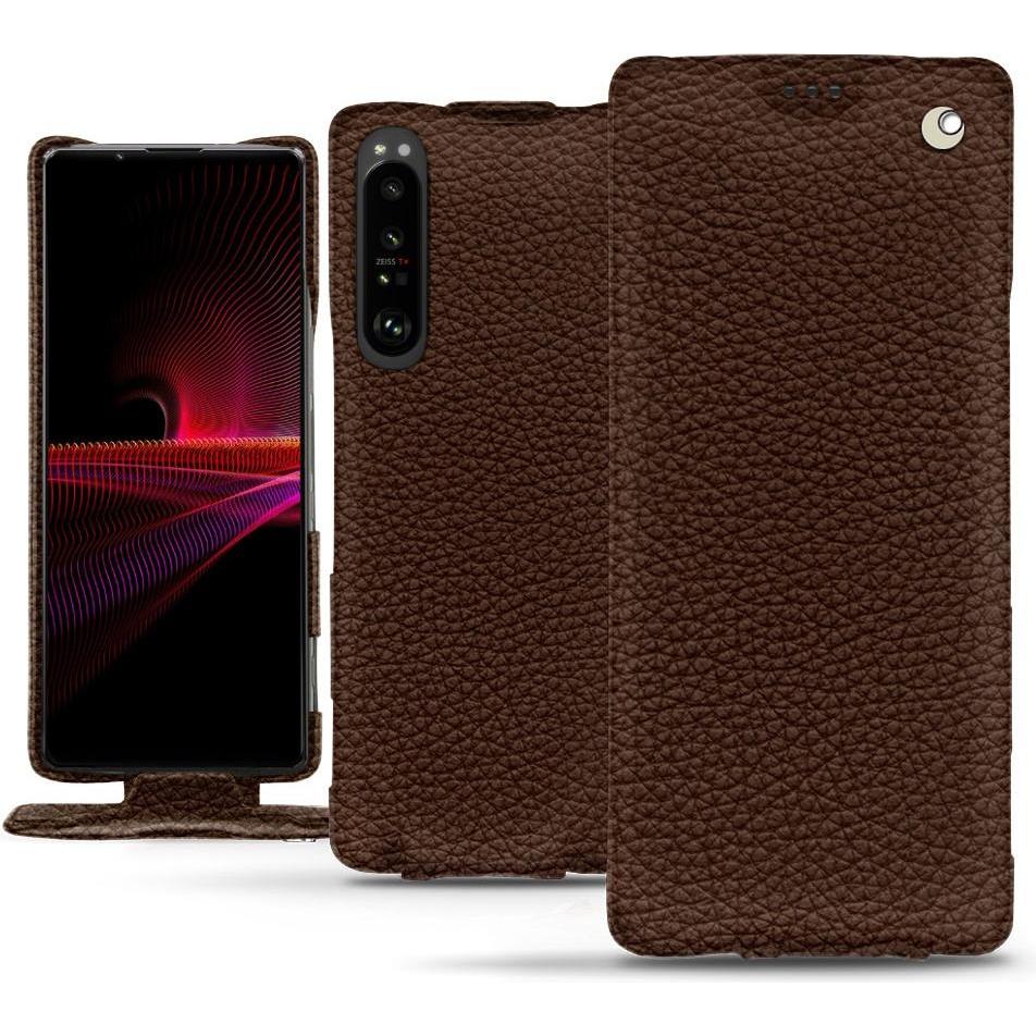 Noreve Lederschutzhülle vertikal (Sony Xperia 1 III), Smartphone Hülle, Braun