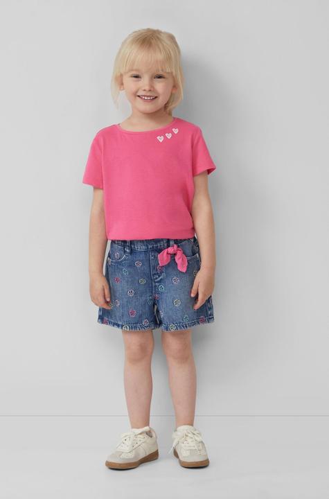 Produktbild S.Oliver Jeans-Hose Bestickte Jeans-Shorts im Loose Fit mit Schleifendetail (128)