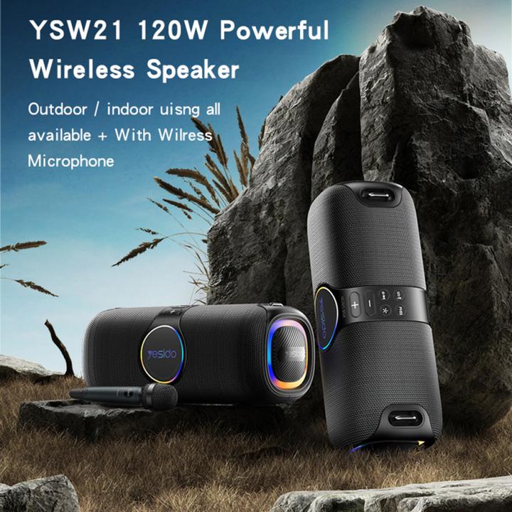 Actual product image Yesido BT Speaker YSW21 Karaoke, 120W, RGB, Waterproof, Black