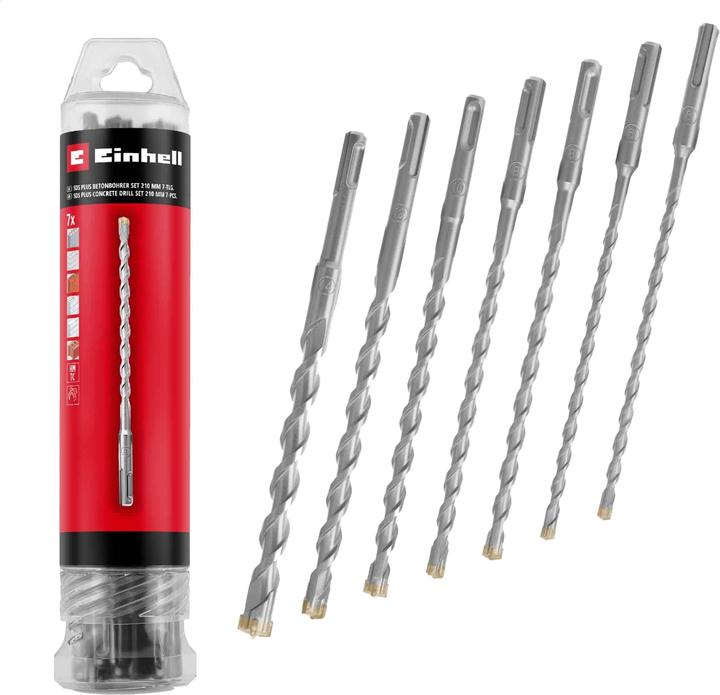 Actual product image Einhell SDS-Plus drill bit set 265515, 6-14 mm, 210 mm, 7-piece (10, 12, 14 mm, 2 x 8, 2 x 6)