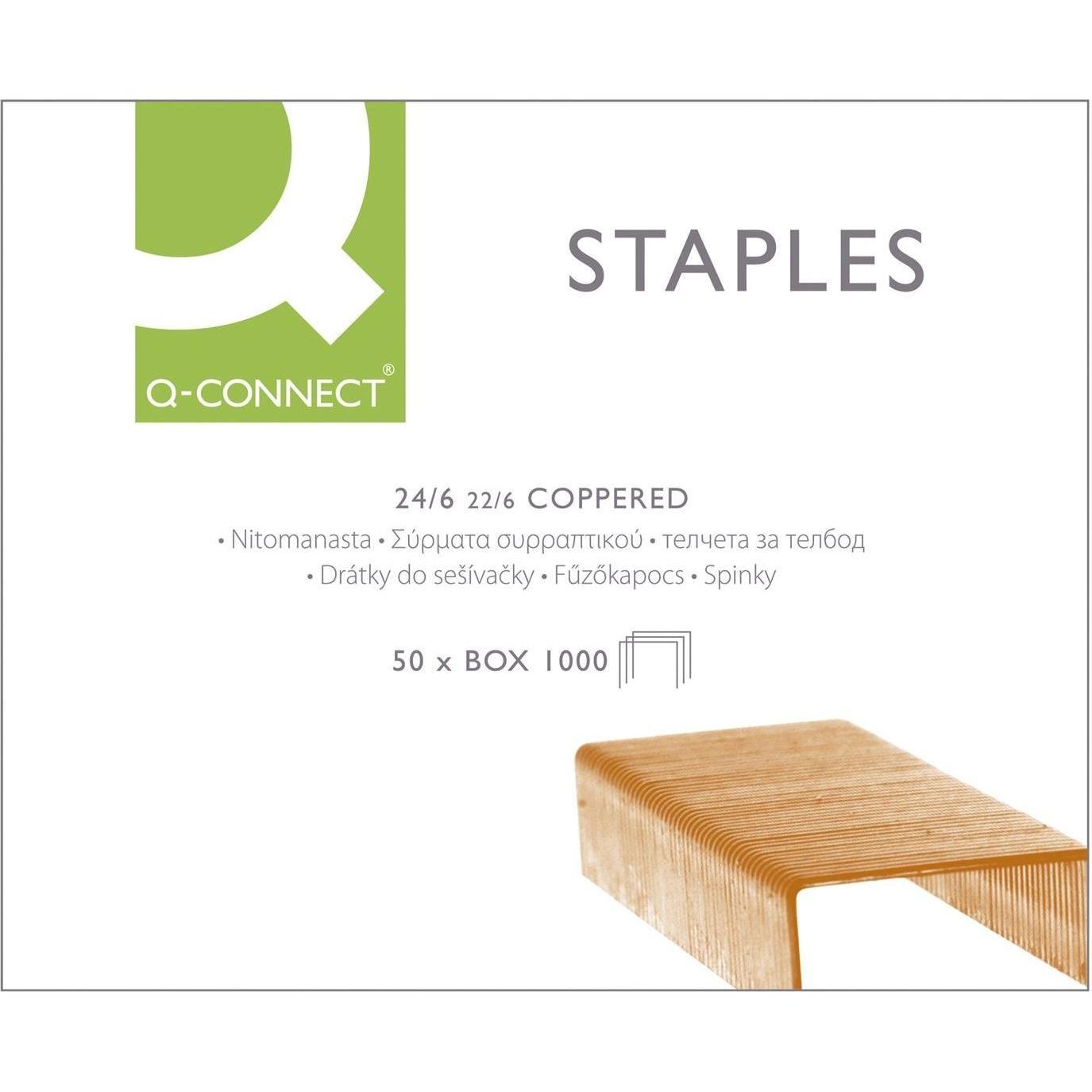 Q-Connect, Graffette, Graffette 24/6 1000ST placcate in rame (1000 x)