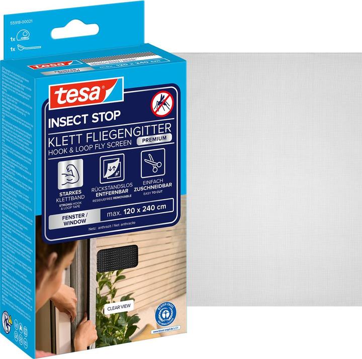 Actual product image tesa Insect screen COMFORT for windows, with Velcro tape, self-adhesive, without drilling (120 x 240 cm)