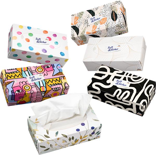 Actual product image dm Soft&Sicher Handkerchief box design
