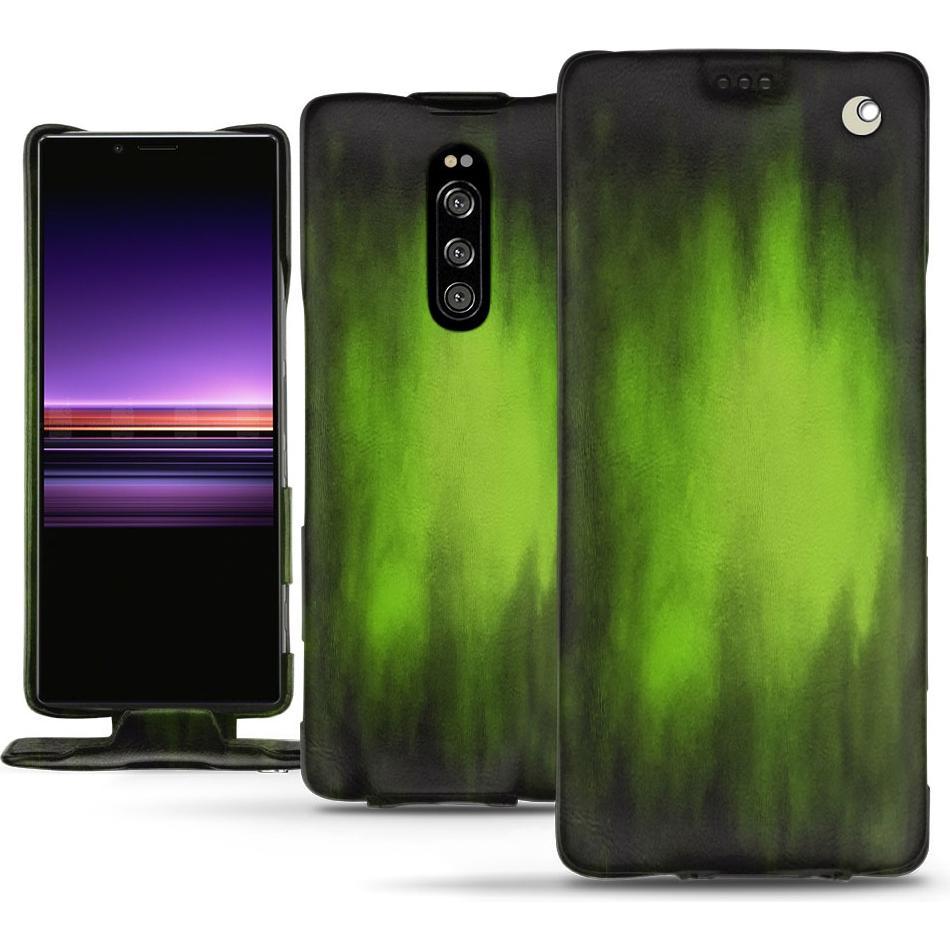 Noreve Lederschutzhülle vertikal (Sony Xperia 1), Smartphone Hülle, Grün