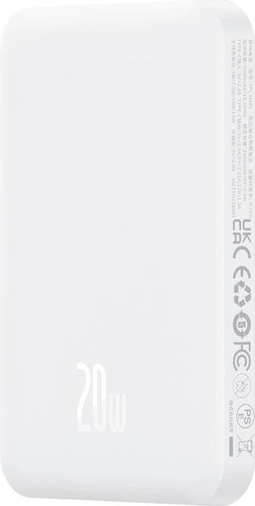Actual product image Baseus mini power bank 5000mAh 20W + USB-C cable (20V/3A) - white (5000 mAh, 20 W, 19.25 Wh)