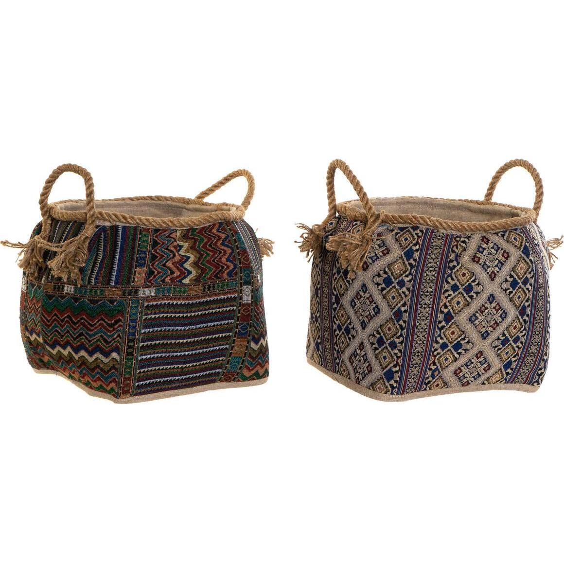 DKD Home Decor, Cesta, Basket 30 x 30 x 30 cm Natural Fibre Boho (2 Units) (2x)