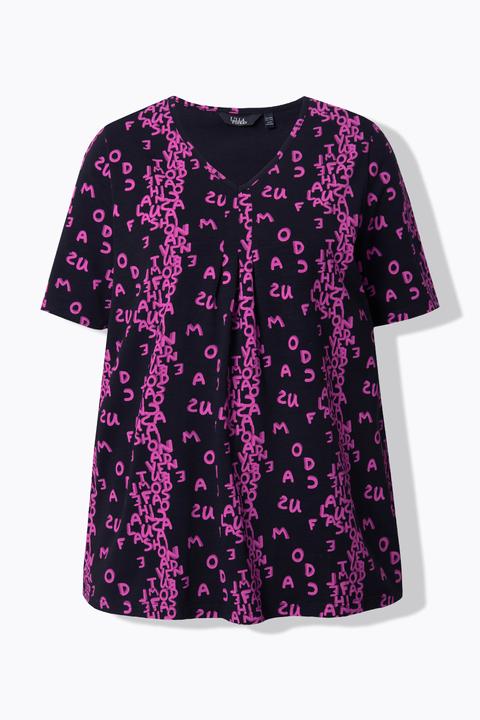 Actual product image Ulla Popken Letter Print Short Sleeve Tee (60)