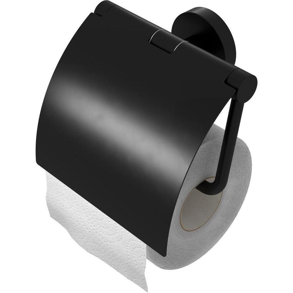 Geesa, Portarotoli, Nemox Toiletrolhouder met klep - Zwart