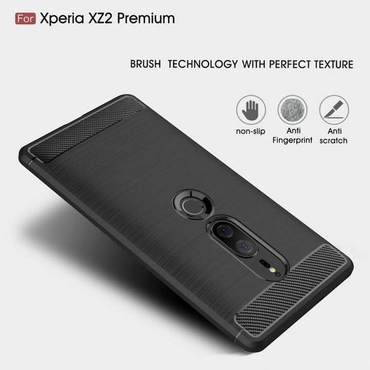 Actual product image König Design Case Mobile Protection for Sony Xperia XZ2 Premium Case Cover Bumper Carbon Blue (Sony Xperia XZ2 Premium)