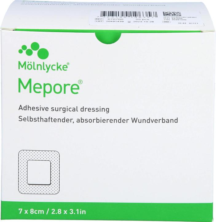 Actual product image Mölnlycke Mepore self-adhesive absorbent wound dressing 7 x 8 cm, 55 pcs. plasters (55x)
