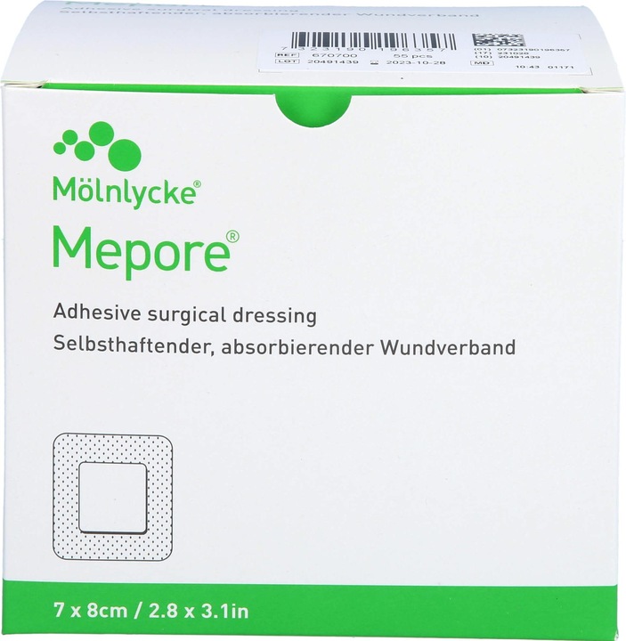 Immagine prodotto Mölnlycke Mepore medicazione assorbente autoadesiva per ferite 7 x 8 cm, 55 pz. cerotti (55 x)