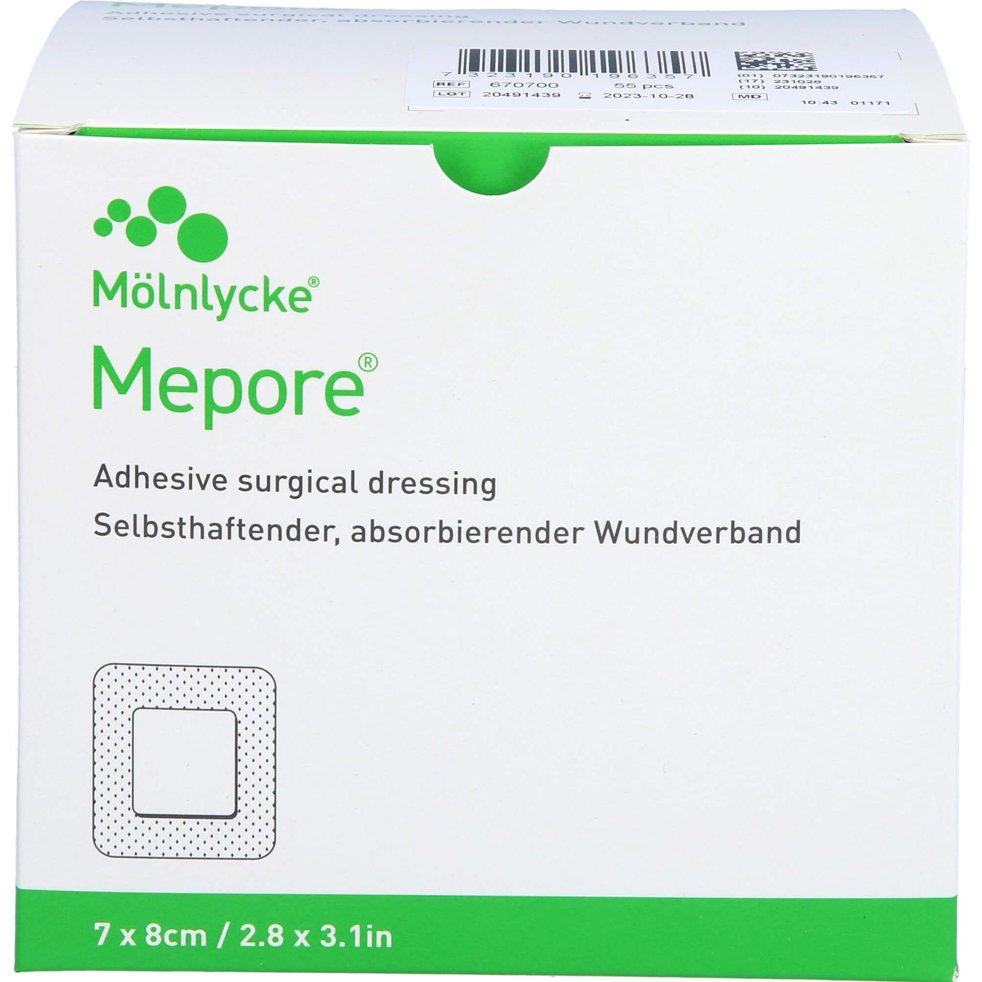 Thumbnail - Mölnlycke, Pflaster, Mepore selbsthaftender, absorbierender Wundverband 7 x 8 cm, 55 St. Pflaster (55 x)