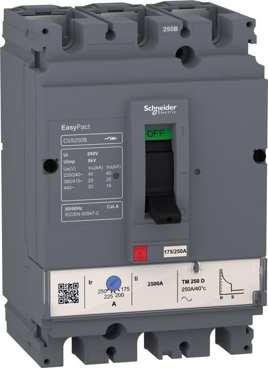 Produktbild Schneider EasyPact CVS160B Leistungsschalter, 25 kA bei 415 VAC, 3P 3d, TM-D 160 A Auslöser LV516303