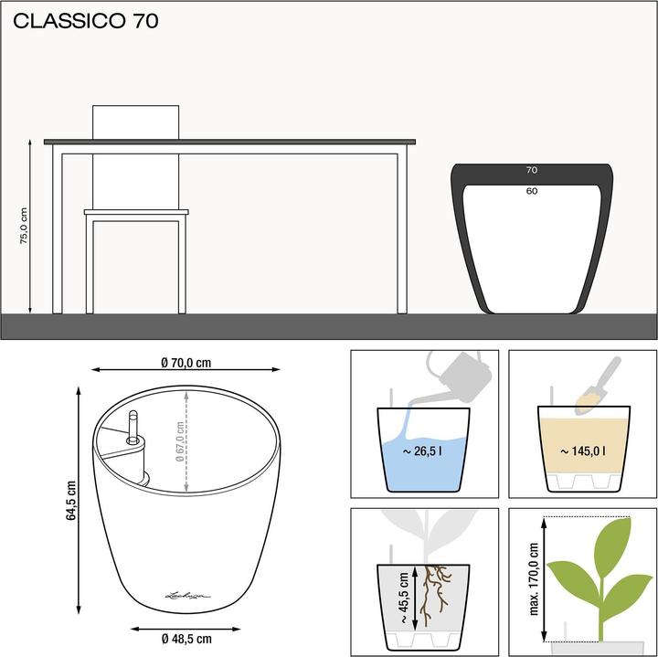 Produktbild Lechuza CLASSICO Premium 70 metallic