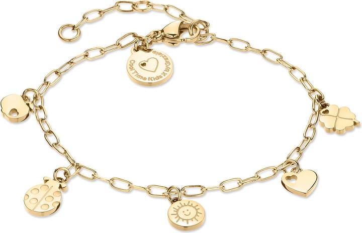 Image du produit Cool Time Kids Bracelet avec différents pendentifs (17 cm, Acier inoxydable IP Or)