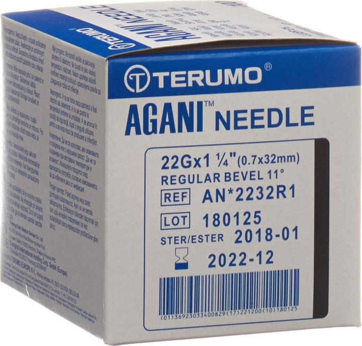 Actual product image Terumo Agani Disposable Cannula 22G 0.7x32mm black (100 pcs)