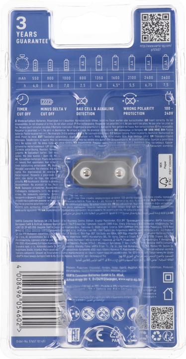 Productafbeelding Varta Plug Charger (1 Pcs., AA, 1600 mAh, Oplaadbare batterijen + lader)