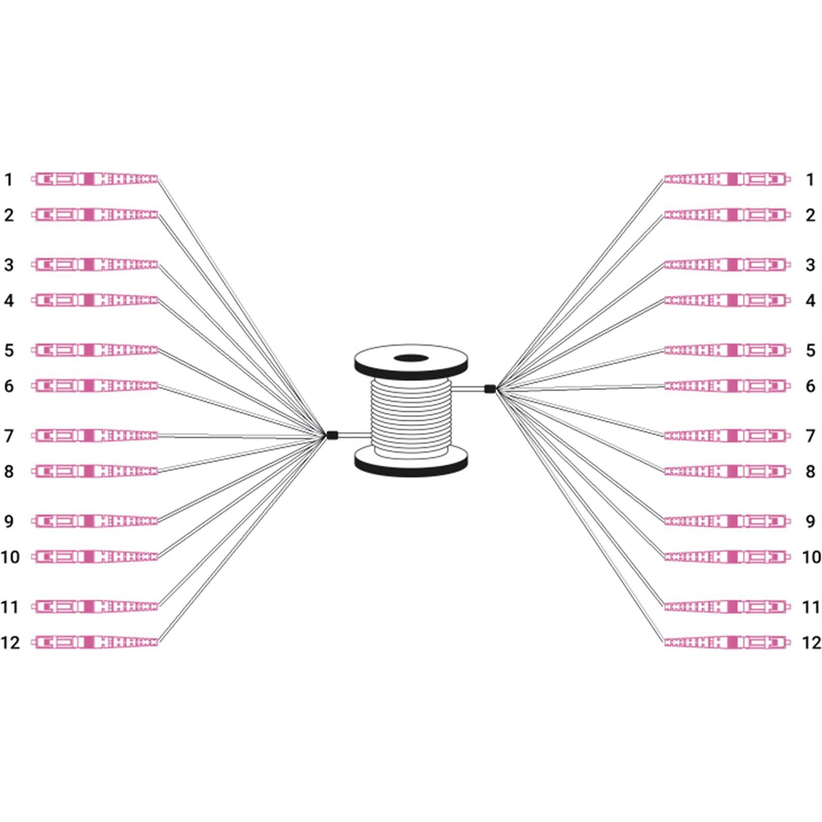 Thumbnail - Digitus Vorkonfektionierte Glasfaser Universal Breakout Kabel, Multimode OM4, 12 Fasern, LC/UPC - LC/UPC (LSOH, 100 m), ...