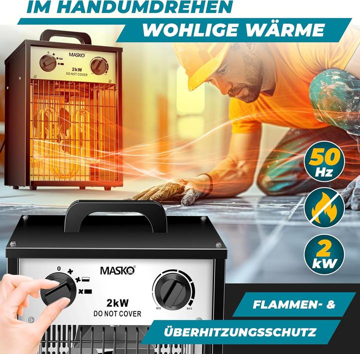 Produktbild Masko Elektroheizer mit Thermostat (2000 W)