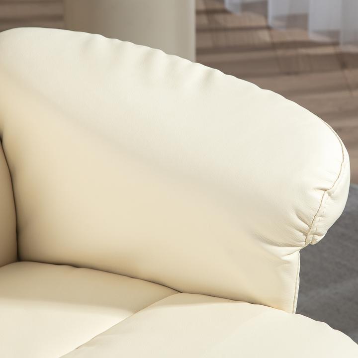 Actual product image Homcom Relaxsessel mit Hocker Holz, Kunstleder Cremeweiss