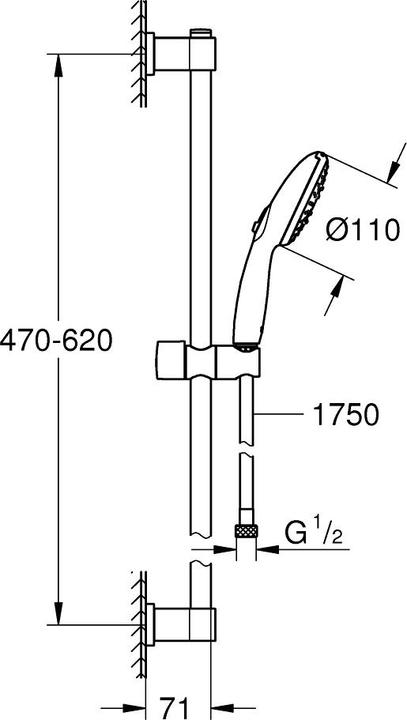 Produktbild Grohe QUICKFIX Doucheset Vitalio Start 110 chroom 3 stralen