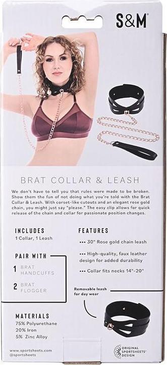 Actual product image Sportsheets Sex And Mischief Brat Collar And Leash Black 90 cm