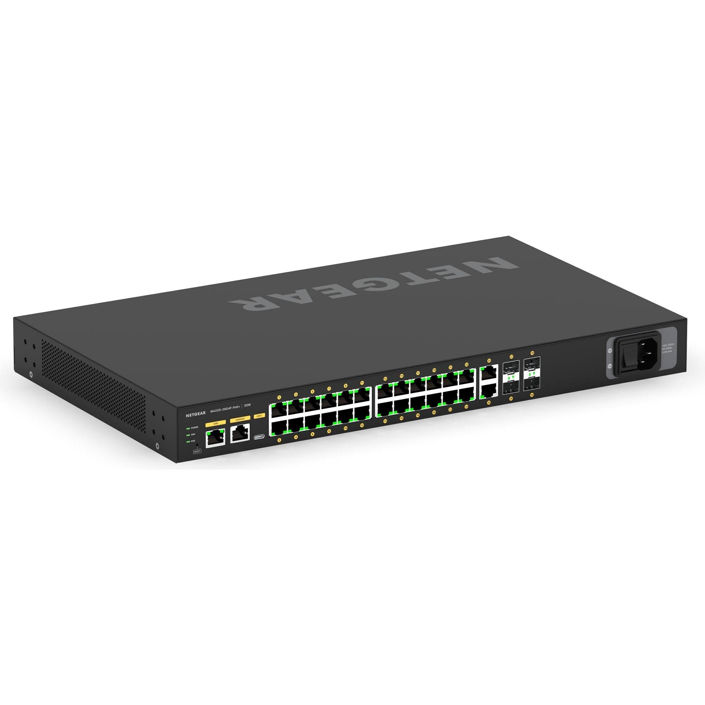 Netgear M4250-26G4F-PoE+ (26 Ports), Netzwerk Switch, Schwarz
