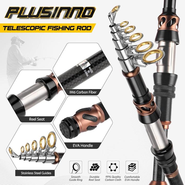 Actual product image Plusinno Teleskop-Angelruten-Set mit Spinnrolle und Köder (Fishing set, 180 cm)