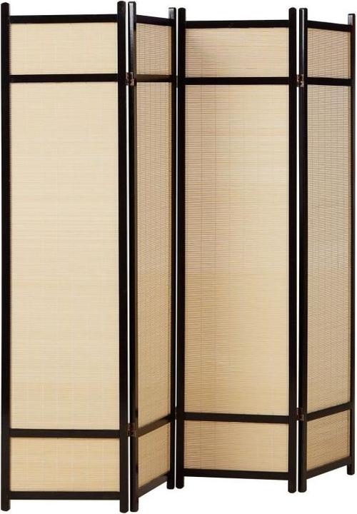 Actual product image Greendeco 4-fold wood screen bamboo black