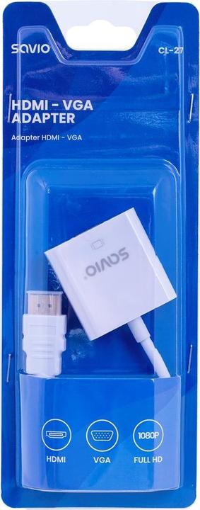 Actual product image Savio CL-27 Video Cable Adapter VGA (D-Sub) HDMI Type A (Standard) (VGA, HDMI, 20 cm)