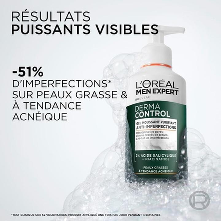 Image du produit L'Oréal Paris Gel nettoyant purifiant anti-imperfections pour hommes (Mousse nettoyante)
