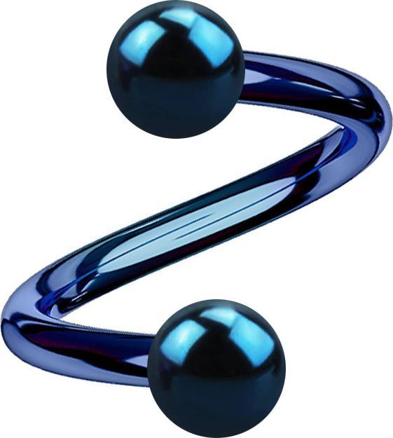 Image du produit Star Piercing Micro Spirale bleu foncé avec deux boules (sans laiton, Acier chirurgical 316L)