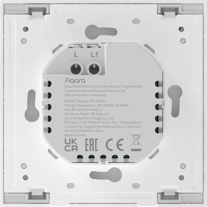Produktbild Aqara Smart Wall Switch H1 Grau No Neutral, Single Rocker (Zigbee)