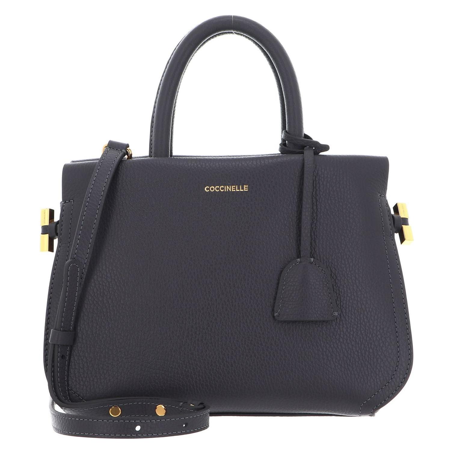 Coccinelle, Damen, Tasche, Blue Soft Handbag Grained Leather, Grau, Blau