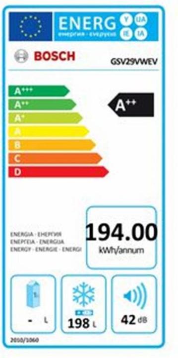 Energie-Label Bosch Hausgeräte GSV29VWEV (Freistehend, 206 l)